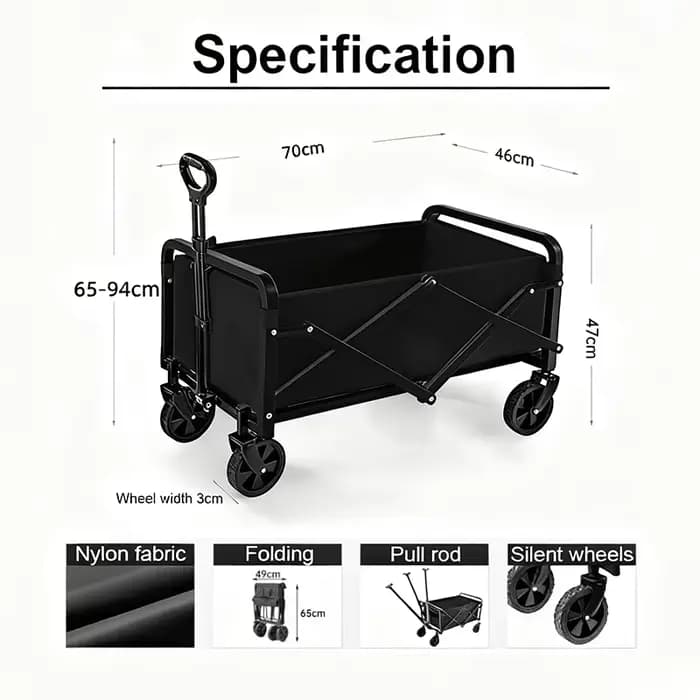 Chariot de jardin portable, chariot de camping, chariot de courses, chariot pliable, chariot de tran