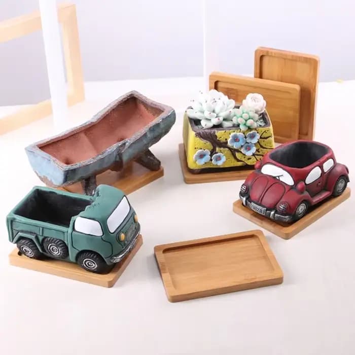Plateau multi-bambou, soucoupe en bois, Pot de fleur, plateau de tasse, plaque de dessous de verre pour cuisine, assiette décorative, dessous de verre créatif, tapis de tasse à café