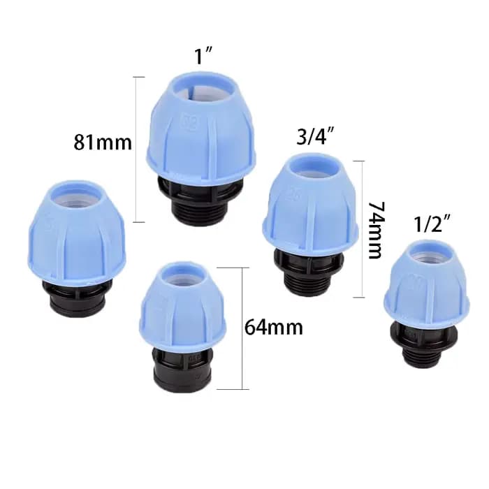 Connecteur coudé en T droit, filetage 1/2 "3/4" 1 "à 20/25/32 PE, système d'irrigation, raccord de C