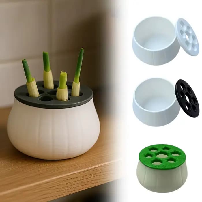 Pot de Reproduction d'Oignons Verts Imprimé en 3D – Station de Propagation Hydroponique pour Jardinage Intérieur et Cuisine – Cadeau Idéal