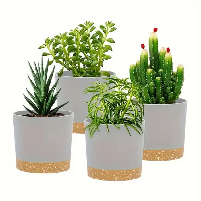 Lot de 4 pots de fleurs ronds de 5 pouces avec fond amovible