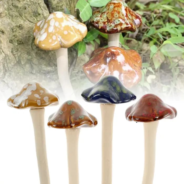 Décoration de champignons de jardin en céramique