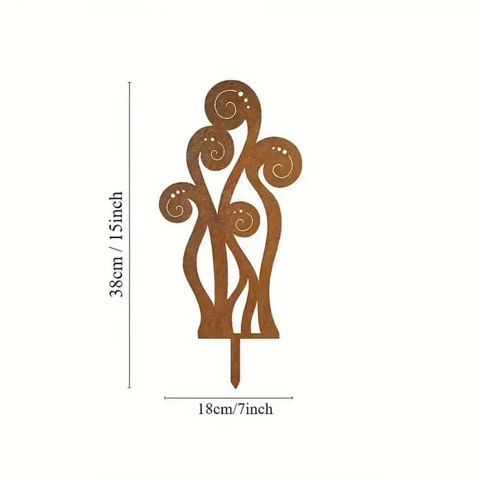 Piquet de jardin en métal rouillé en forme de feuilles de fougère, décoration artistique pour l'extérieur, la maison et le jardin, ornement pour la cour