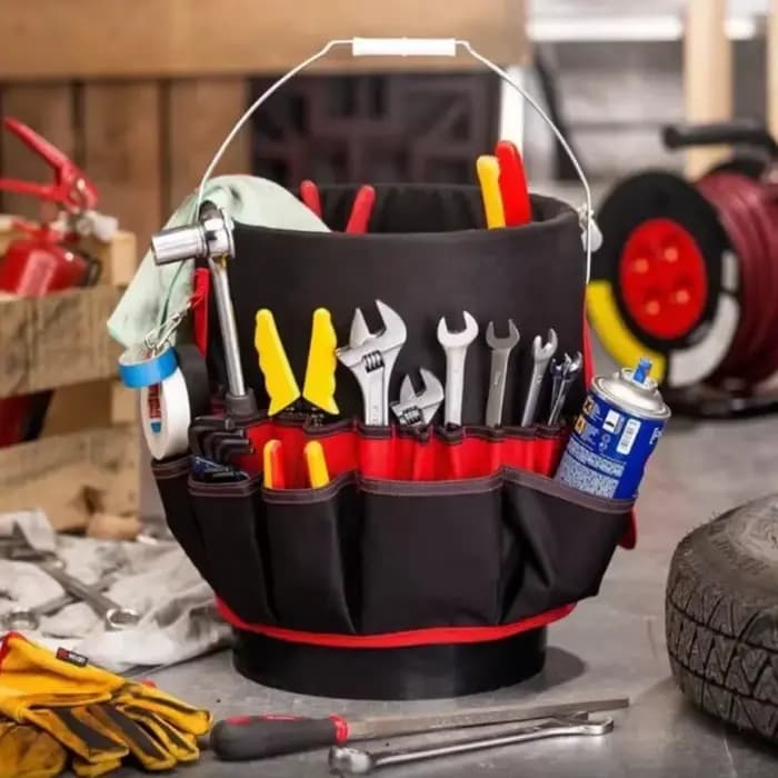 Seau organisateur pochette sac de rangement 42 grilles poche jardinage sac à outils