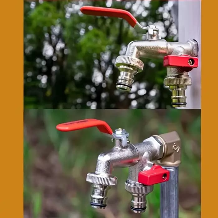 Robinet de tuyau d'eau de jardin à double prise, robinet extérieur multi-composant fileté universel,