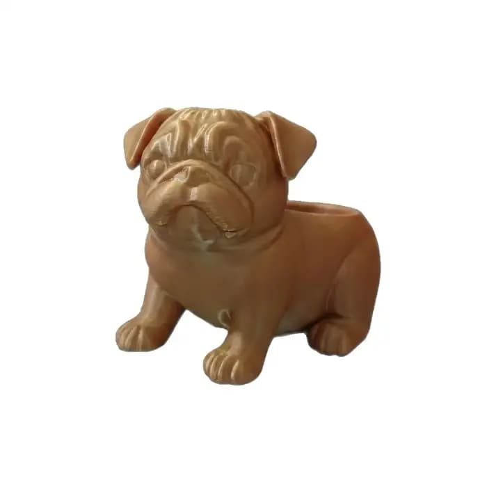 Pot de fleurs en plastique en forme de chien pug imprimé en 3D