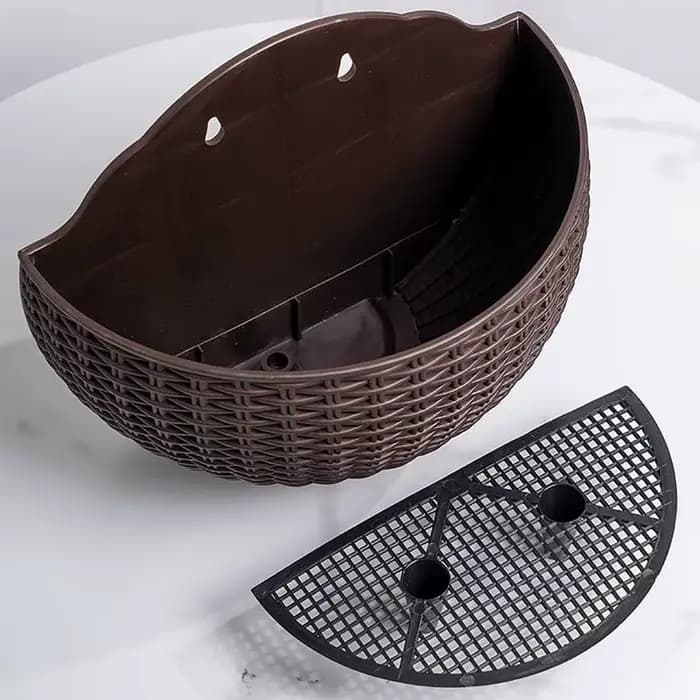 Pot de fleur semi-circulaire mural, panier de fleurs sans poinçonnage, seau de jardinière de jardin,