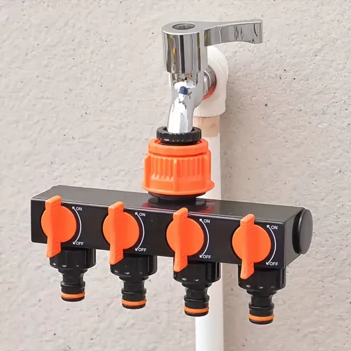 Distributeur de tuyau d'arrosage à 4 voies avec 4 interrupteurs indépendants - adapté aux systèmes d