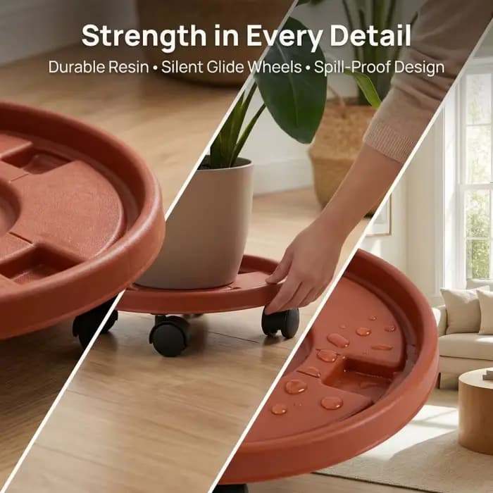 Plateau pour pot de fleurs robuste avec roulettes universelles pour balcons intérieurs et extérieurs