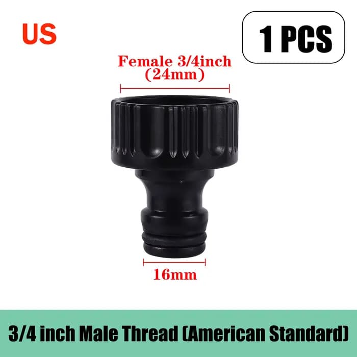 Valve filetée 3/4 "avec raccord de mamelon de 16mm, Valve d'arrêt de tuyau d'arrosage, adaptateur de