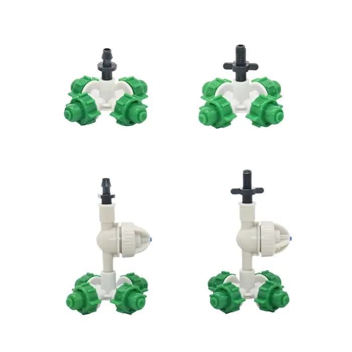 Buse de brumisation croisée pour serre, 4 voies, anti-goutte, avec connecteur fileté 1/4 ", 1 jeu