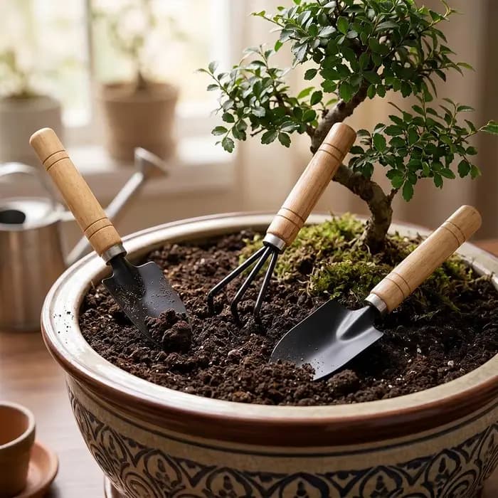 Mini outils de jardinage 3 pièces/ensemble avec pelle et râteau en fer