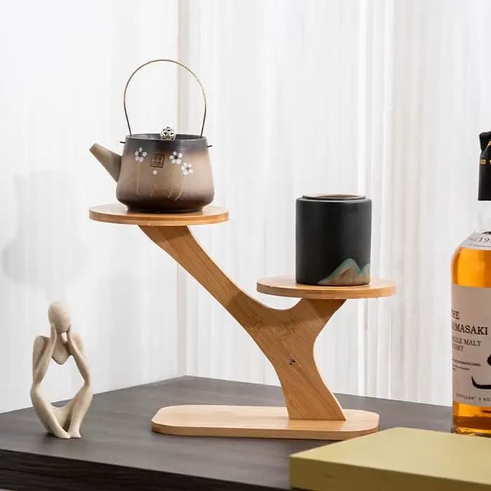 Pot de Fleurs en Bois de Bambou, Support de Plantes Multicouches, Succulentes, Bonsaï, Ornement de B