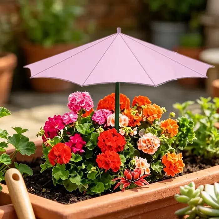 Parasol pour plantes, 3 pièces, protection solaire pour semis, protection UV avec piquet pour jardin extérieur, cour, patio, balcon