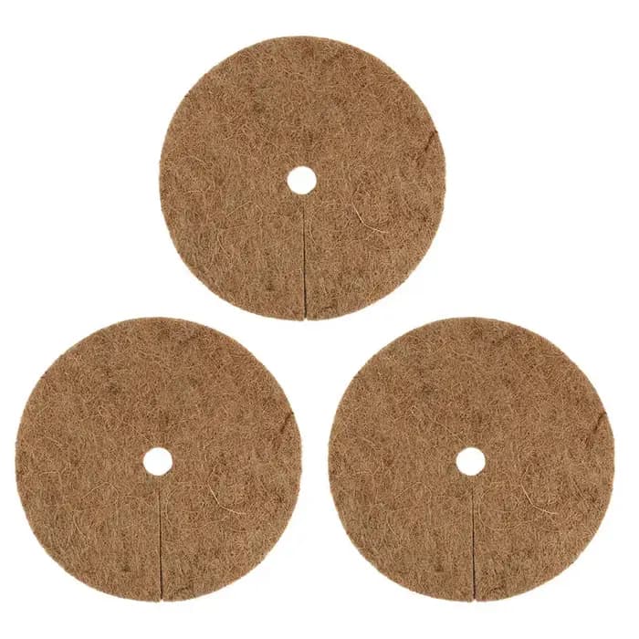 Lot de 3 disques de paillis protecteurs en fibres de coco naturelles pour plantes d'intérieur et d'extérieur