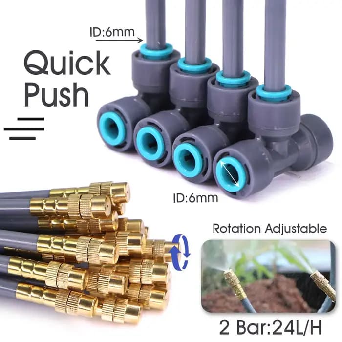 30-5m 1/4" 4/6mm Système de refroidissement par brumisation de jardin 360 ° Buses de brumisation à