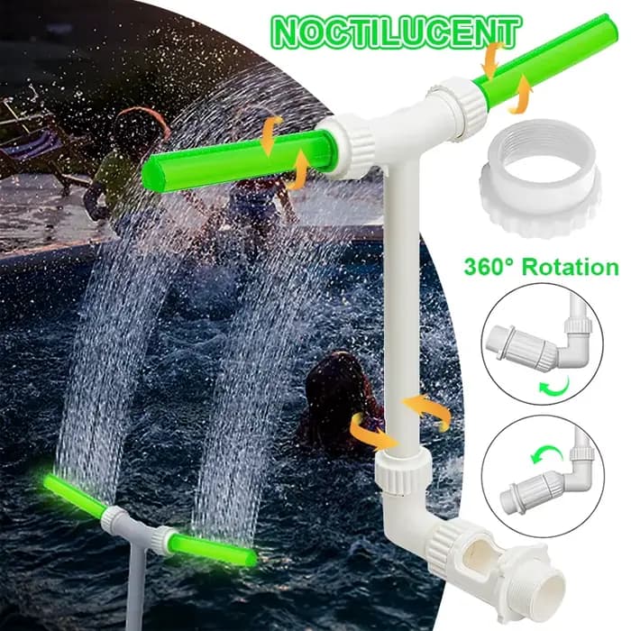 Fontaine de piscine avec lumières LED, fontaine d'arrosage pour touristes, fontaine de piscine extér