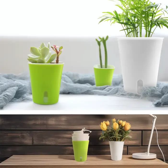 Pot de fleur d'arrosage automatique, récipient en plastique Lauren avec trou de proximité, pots de p