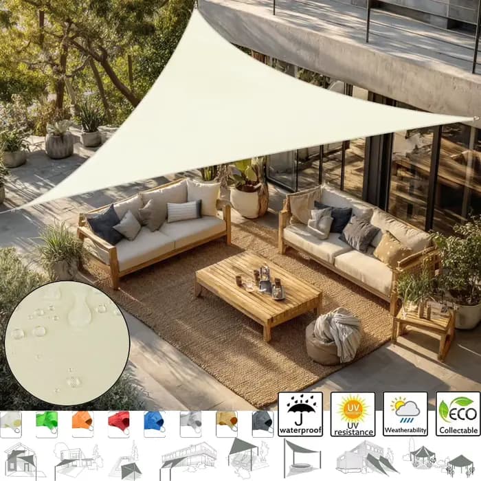 Voile d'ombrage triangulaire imperméable 2/3/3,6/5/7M, auvent de patio, abri solaire pour jardin ext