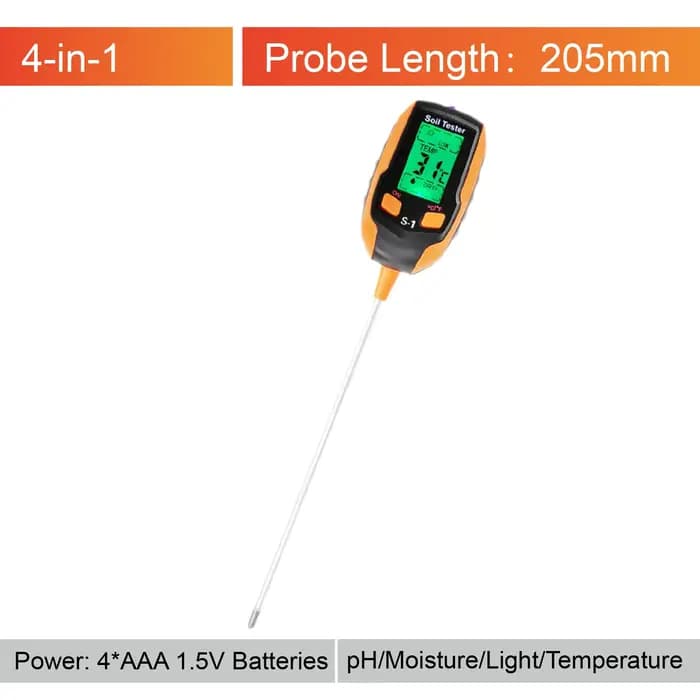 Testeur de Sol 4 en 1 5 en 1 6 en 1 pH Humidité Température Lumière Compteur Numérique Outil Jardinage Haute Précision