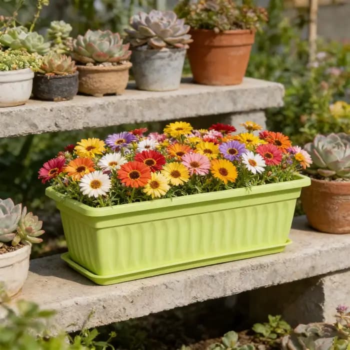 Jardinières en plastique rectangulaires pour balcon