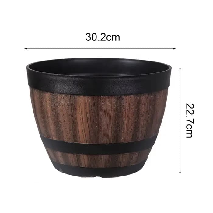 Grand Pot de plantes en forme de baril de whisky