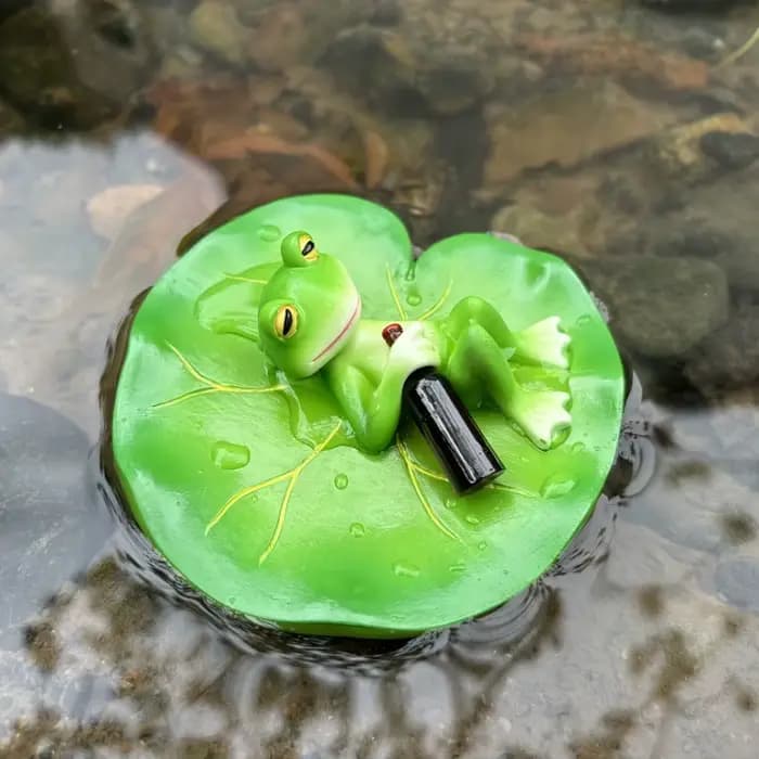 Décor de grenouille flottant pour étang, ornement de grenouille, Statue artisanale pour fleur de Lot
