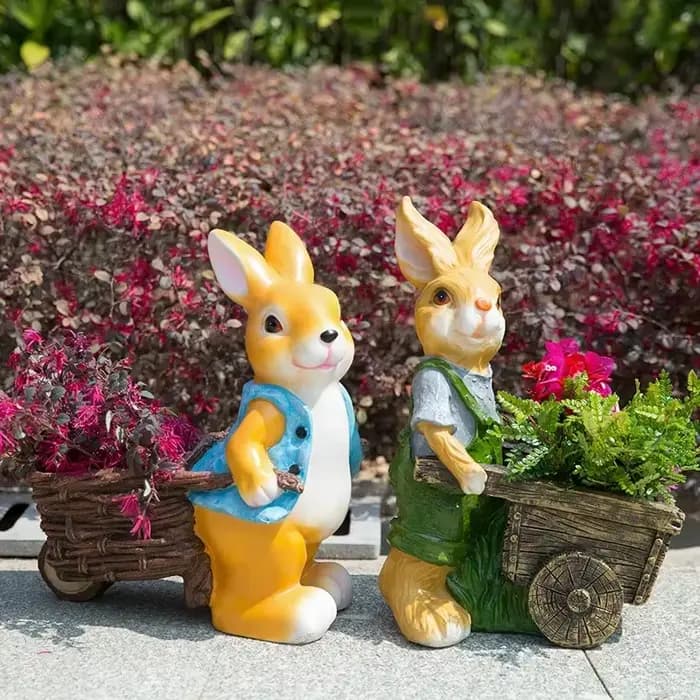 Pot de fleur en résine de lapin de dessin animé