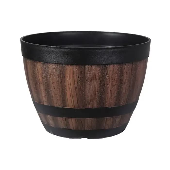 Grand Pot de plantes en forme de baril de whisky