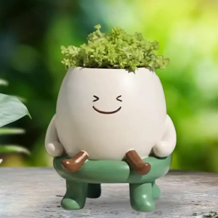 Pot à Cactus 9x10cm, Jardinière Mignonne, Jardinière Élégante avec Jambes Souriantes, Mini Pots en Résine, Cadeau