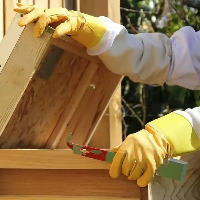 Gants de protection pour l'apiculture, manches respirantes, maille jaune, peau de mouton blanche et
