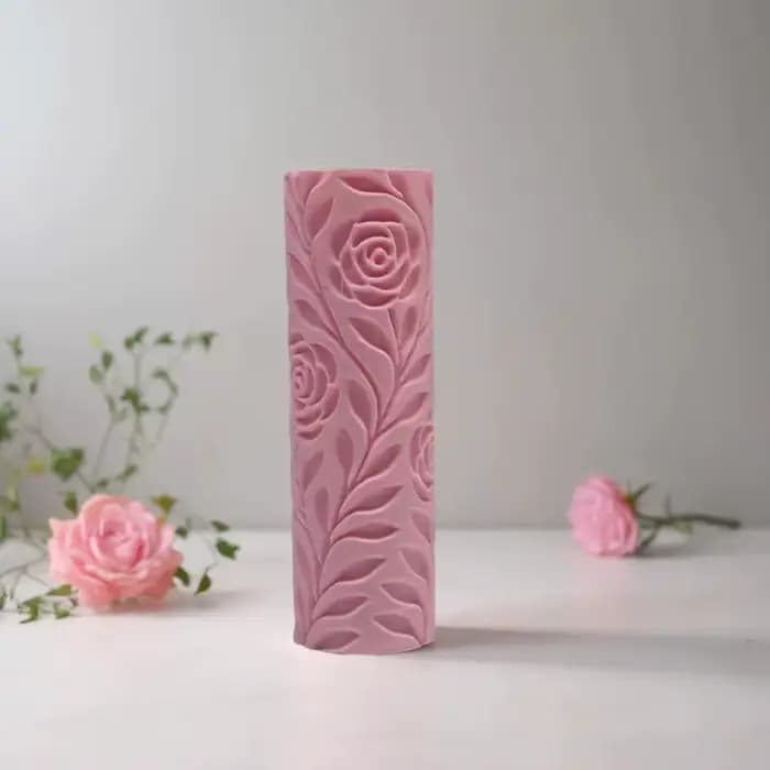 Rouleau de texture en relief motif vignoble (raisin et rose) pour poterie DIY, outil de modelage pou