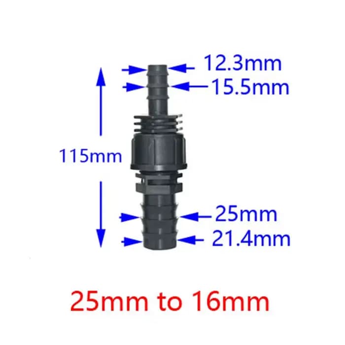 Tuyau d'arrosage 25mm à 16mm à 20mm, connecteur à barbe réducteur 1 "à 1/2 à 3/4 PE, connecteur de t