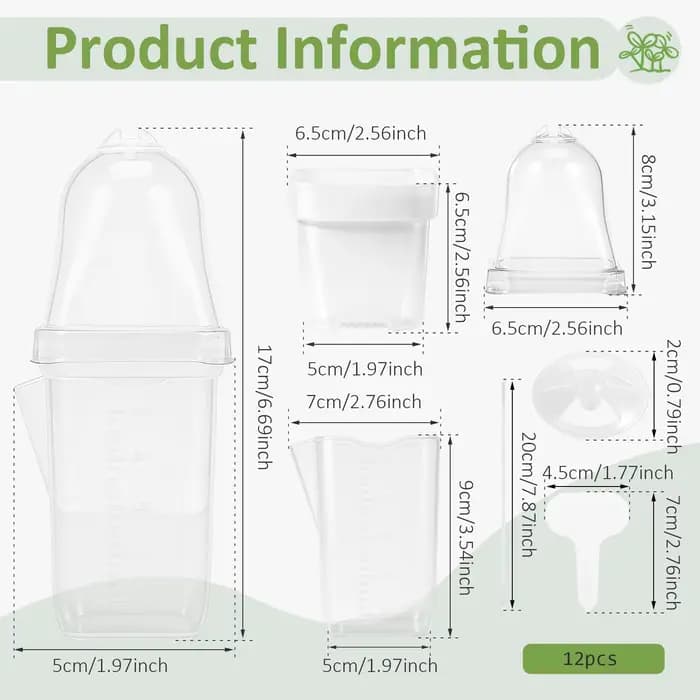Pot de fleurs auto-arrosant en plastique transparent de 7 pouces, 12 pièces, pots de pépinière avec