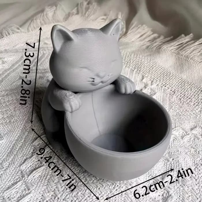 Pot en forme de chat avec trous de drainage - Design unique pour les succulentes