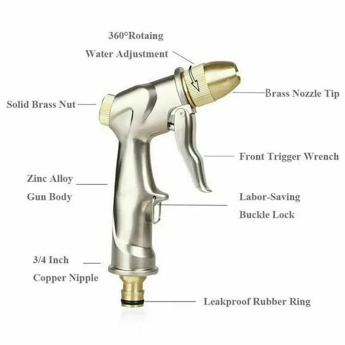 Pistolet de lavage haute pression réglable pour tuyau d'arrosage