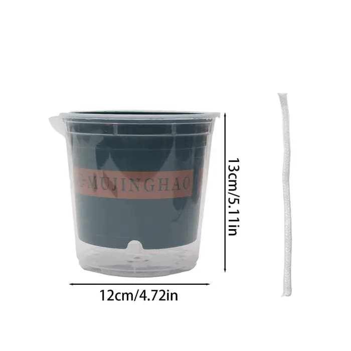 Pots de plantes verts transparents avec trou de drainage, pot à fleurs à absorption automatique d'ea