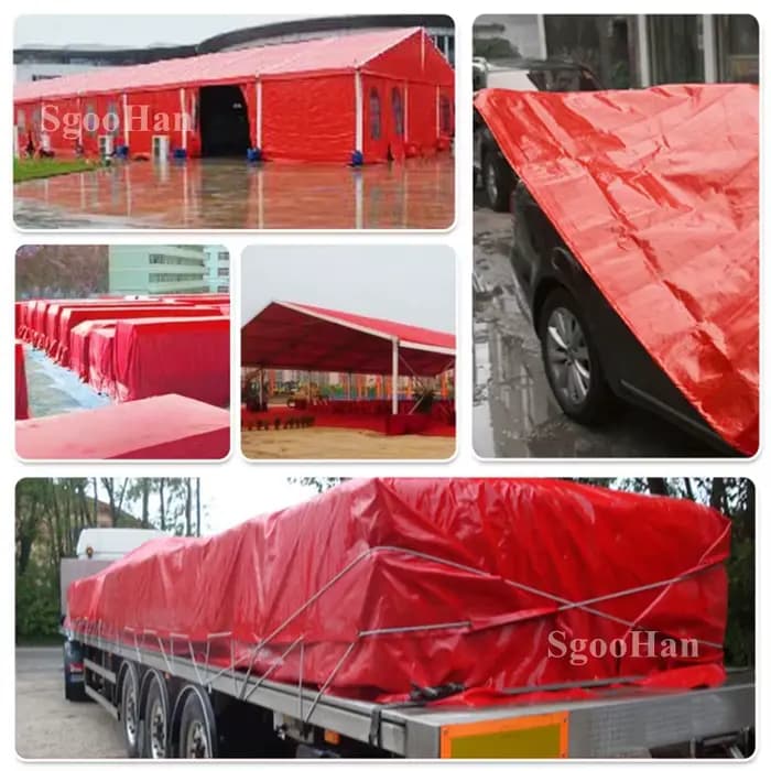 Bâche en PE rouge imperméable, auvent extérieur, voile d'ombrage, bâche de camping, bâche de bateau,