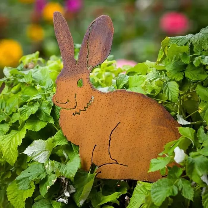 Piquet de jardin de lapin en métal rustique – Silhouette