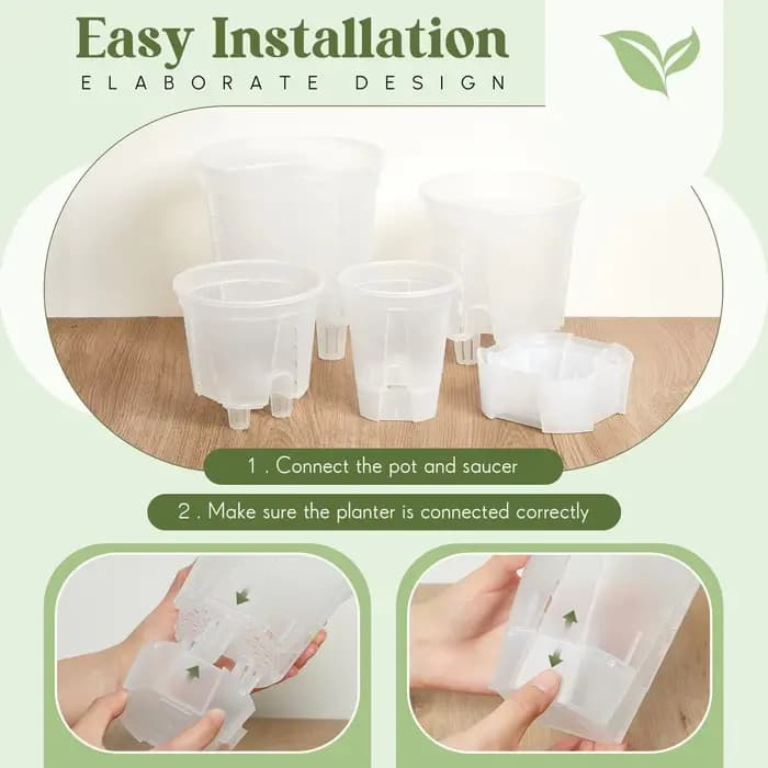 Pot de fleurs Transparent auto-arrosage avec réservoir
