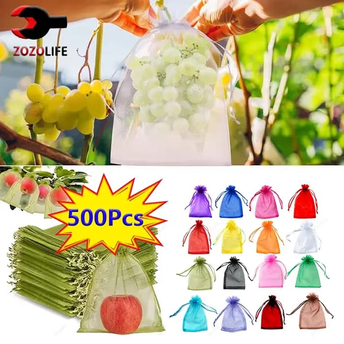 Sacs de Protection pour raisins et fruits, 50 à 500 pièces, sacs de culture d'arbre, filet en maille
