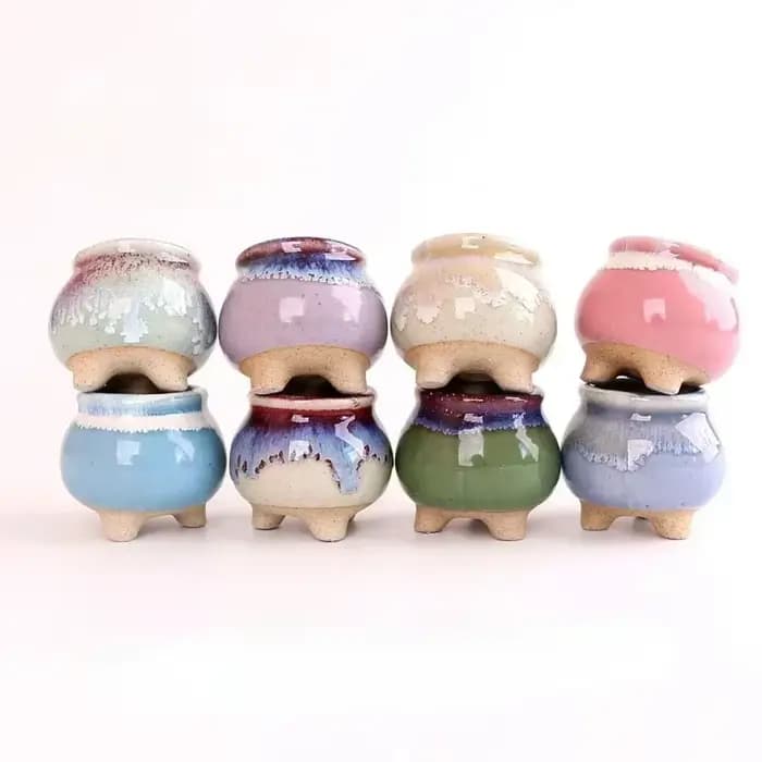 Pots de fleurs en céramique craquelées de glace pour la maison succulente décoration de bureau de jardin Mini