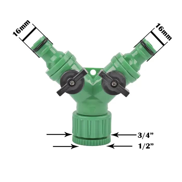 Séparateur d'eau du robinet de jardin à 2 voies