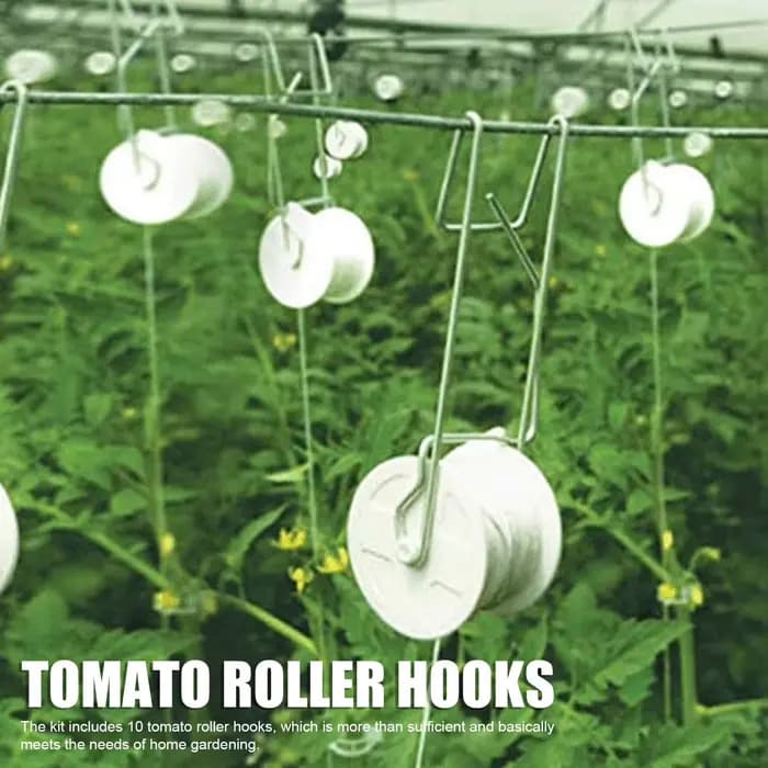 Crochets à rouleaux de Support pour tomates, résistants à la chaleur, fil d'acier galvanisé PP, gain