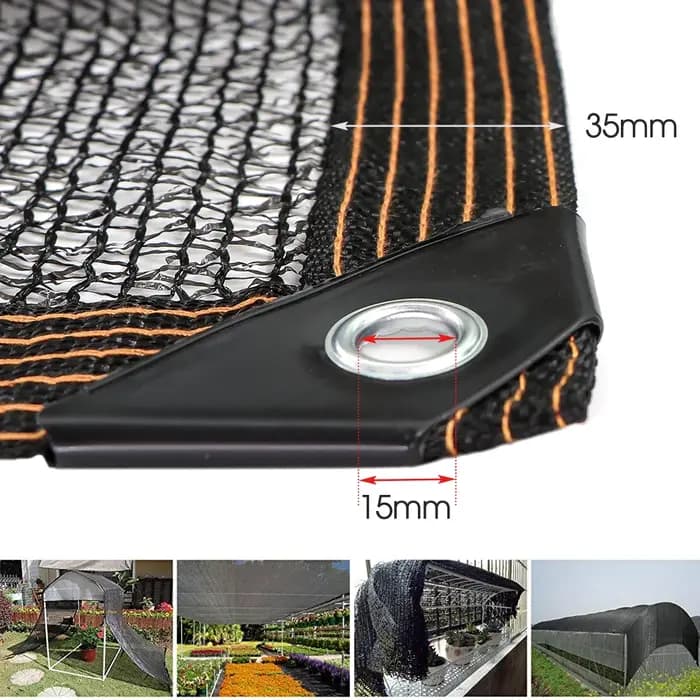 Grille d'ombrage noire avec œillets, bâche en maille, protection solaire de jardin, anti-UV, HDPE 50