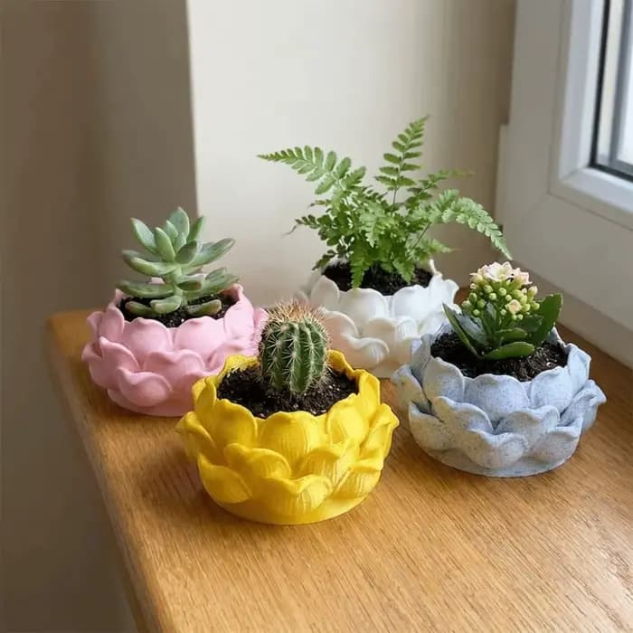 Pot de fleurs en plastique en forme de lotus pour plantes succulentes