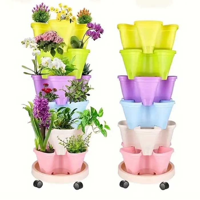 Pot de fleur empilable multi-documents, récipient de plantation vertical, 3 pétales, 4 pétales, Harv
