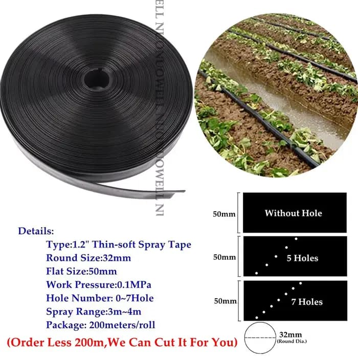 Tuyau d'irrigation par pulvérisation fine et douce, 0 à 7 trous, 1.2 pouces, Φ32mm, bande d'arrosage