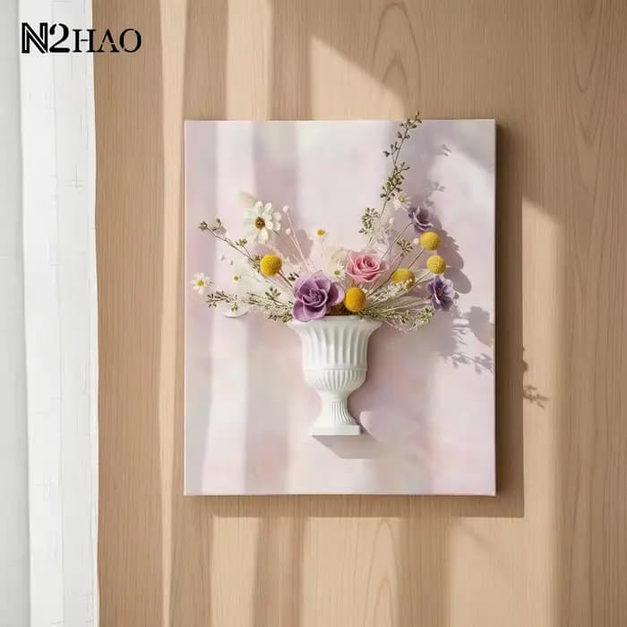 Vase mural demi-cercle blanc pour peinture à l'huile à la française