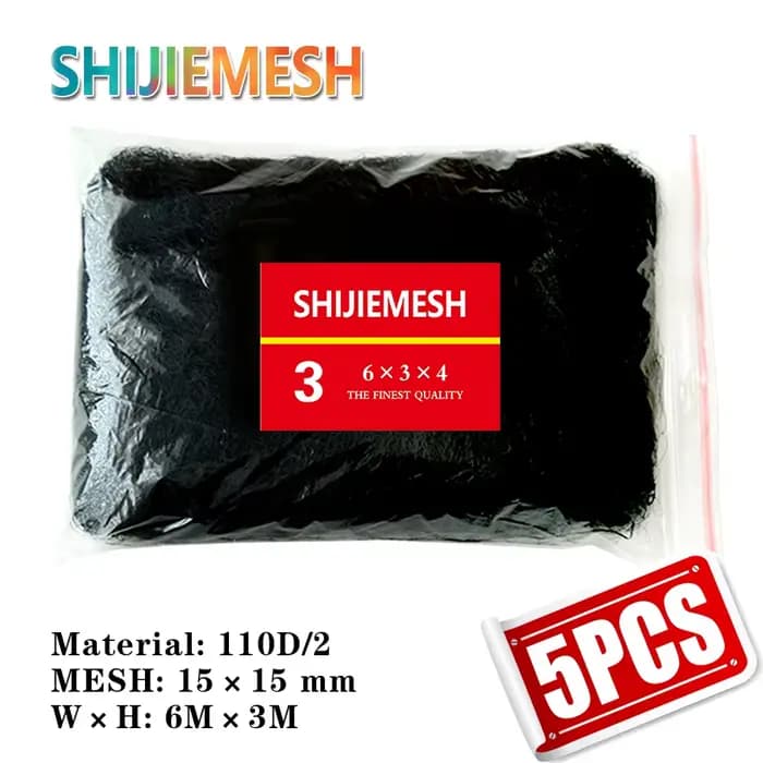 Filet antioiseaux en Polyester, 5 pièces, 6M x 3M, 4 poches, trou de 15mm, 110D/2, filet de brouilla